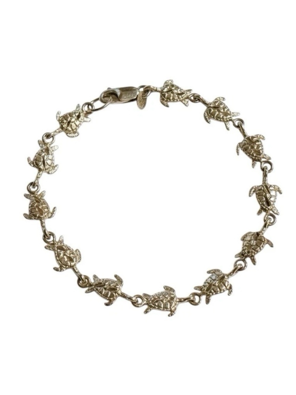 Vintage Sterling Silver Sea Turtle Link Bracelet